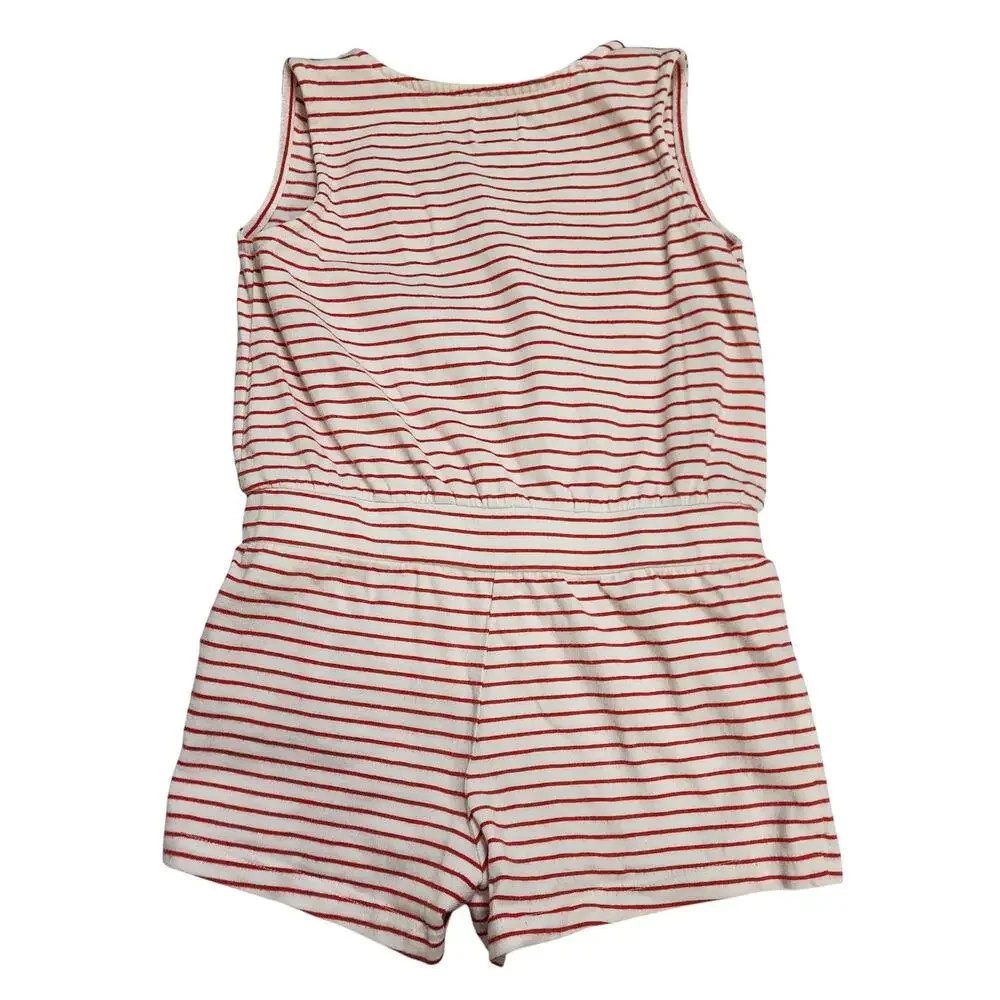 Janie & Jack Girls Striped Romper Size 3 Red Rose Stripe Cotton Summer‎ Beach